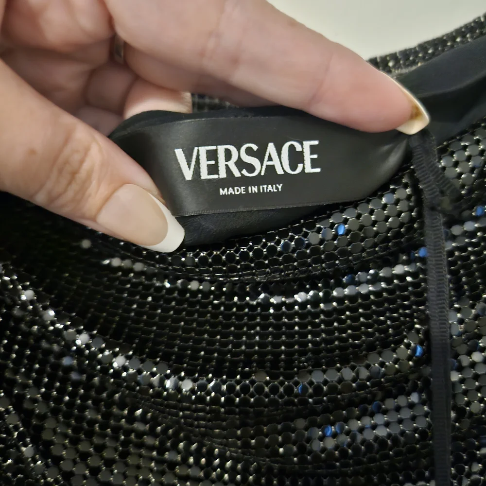 Versace Black Metallic Mesh Dress - Picture 3 of 7